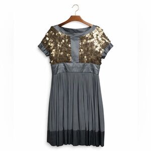 Just Cavalli Y2K Blue Sequin Pleated Prom Dress 10 Med 46 Blue Black 100% Silk